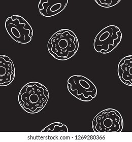 Donut Pattern Vector, Doodle Vector