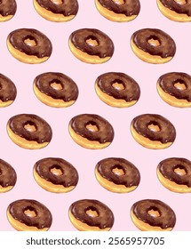 Donut pattern. Vector illustration. Viennese pastries