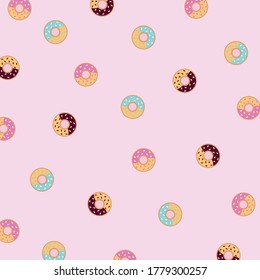 Donut pattern vector. Sweet background