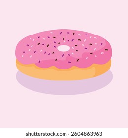 a donut with pink cream design