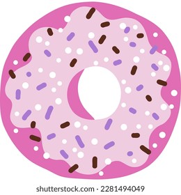 Einfache Illustration von Donut mit rosafarbener Creme