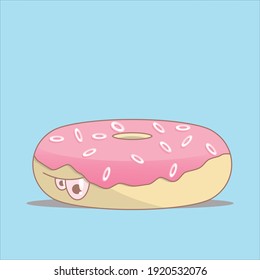 Donut with pink fondant and sugar sweetener rings