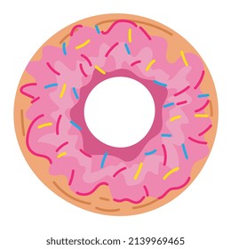 No con acristalamiento rosa. Ilustración vectorial de anillos aislada en blanco. Icono de donut

