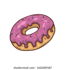 Donut with pink glaze. Donut with pink icing