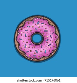 donut with pink glaze. donut icon