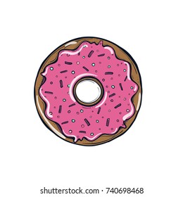 donut with pink glaze. donut icon