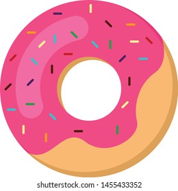 donut with pink glaze. donut icon, vector illustration in flat style