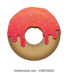 donut with pink glaze. donut icon, vector illustration in flat style