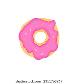 No con acristalamiento rosa. Icono de donut, ilustración vectorial