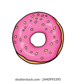 Donut mit rosa Glasur. Donut-Symbol, Vektor-Illustration
