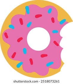  Donut Con esmalte rosa. icono de donut, Ilustración vectorial en estilo plano, Ilustración vectorial de dibujos animados rosado donut