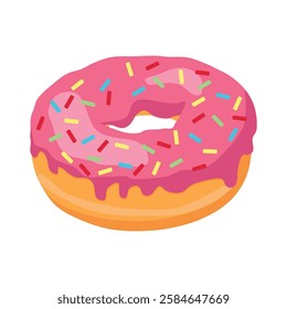 Donut with pink glaze. donut icon, vector illustration in cartoon style