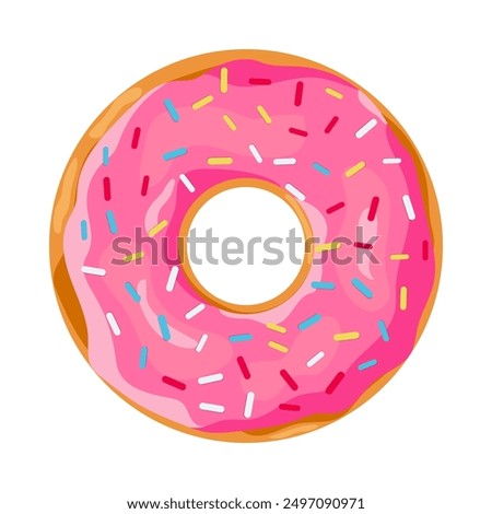 donut with pink glaze. donut icon, vector illustration in flat style