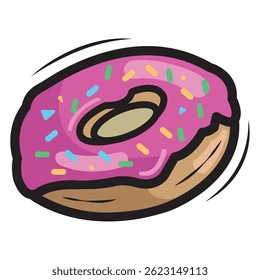 Donut with pink glaze style. Vector illustration