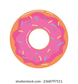 Donut with pink glaze. Donut vector illustration.