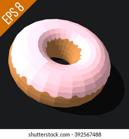 Donut with pink glazed. Donut isolated on pink background. Donut vector illustration.