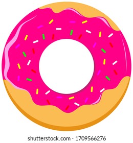 Donut mit rosafarbener Glaze.Vektorillustration Illustration.