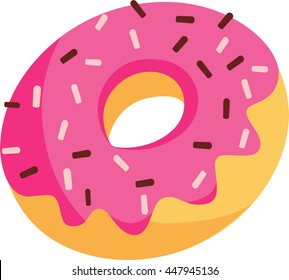 A donut with pink icing