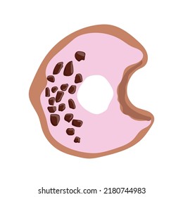 donut with pink icing donut icon, vector illustration