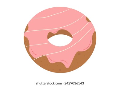 Donut with pink icing isolated on white background