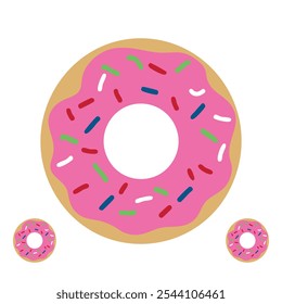 Una rosquilla con glaseado rosa y Ilustración vectorial