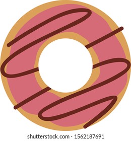 Donut pink, illustration, vector on white background.