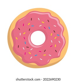Donut Pink vector cartoon illustration Strawberry