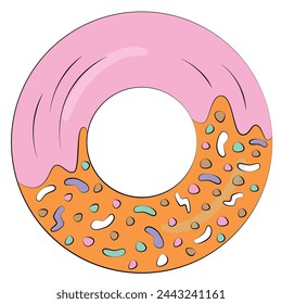 Donut pink vector on white background