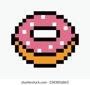 donut pixel art icon vector illustration