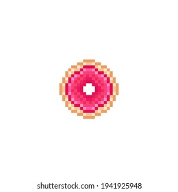 Pixel-Stil lecker Donut - einzelne Vektorgrafik. Machen Sie keine Pixelkunst.