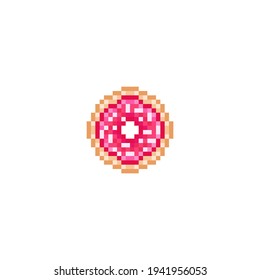 Alegre donut estilo Pixel - ilustración vectorial aislada. Dibujar en píxeles.