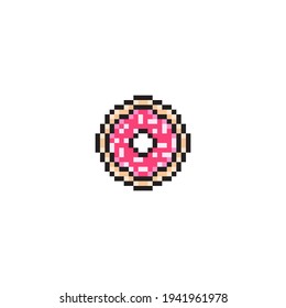 Pixel-Stil lecker Donut - einzelne Vektorgrafik. Machen Sie keine Pixelkunst.