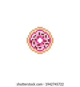 Donut pixel art. vector illustration.