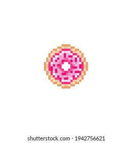 Donut pixel art. vector illustration.