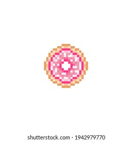 Donut pixel art. vector illustration.