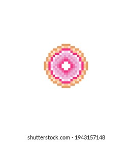 Donut pixel art. vector illustration.