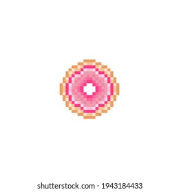 Donut pixel art. vector illustration.