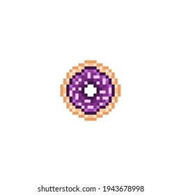 Donut pixel art. vector illustration.
