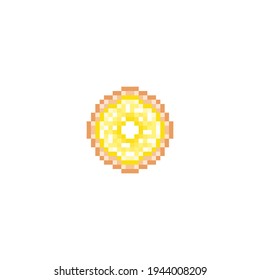 Alegre donut estilo Pixel - ilustración vectorial aislada. Dibujar en píxeles.