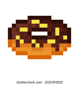 Donut pixel art. vector illustration.