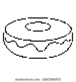 ícone de pixel donut, 8 bits. Ilustração isolada de vetor.