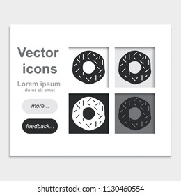 Donut placed on web page template flat vector icon.