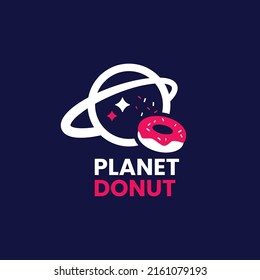 Donut with planet logo design vector graphic symbol icon sign illustration creative idea