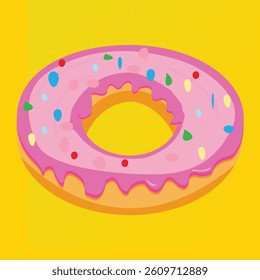 Donut pop art background logo ; vector illustration; fully expanded; 
