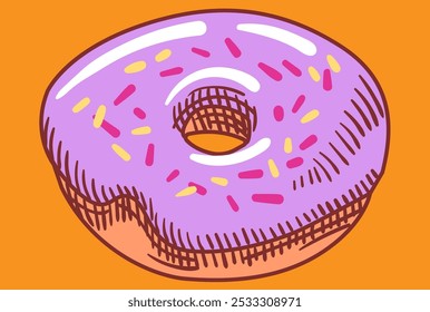 donut with purple cream vector illustration