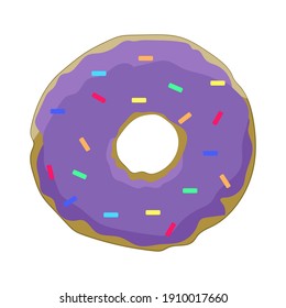 donut with purple glaze, vector illustration