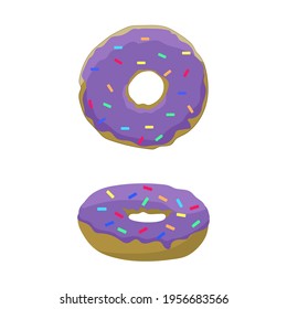 Donut with purple glaze, vector illustration