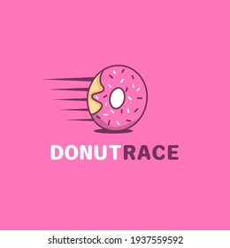 donut race logo design. pink and chocolate logo