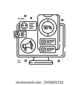 Donut Radar Outline Icon, Vector illustration