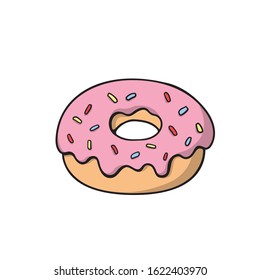 donut with rainbow sprinkles. Cute vector illustration
